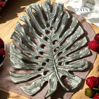 Sold By ZAIN R CREATION Tray Leaf - L.9'' H.1'' B.7'', Nickel, Aluminium