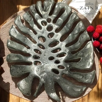 Sold By ZAIN R CREATION Tray Leaf - L.9'' H.1'' B.7'', Nickel, Aluminium