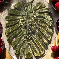 Sold By ZAIN R CREATION Tray Leaf - L.9'' H.1'' B.7'', Brass, Aluminium