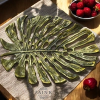 Sold By ZAIN R CREATION Tray Leaf - L.9'' H.1'' B.7'', Brass, Aluminium