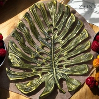 Sold By ZAIN R CREATION Tray Leaf - L.9'' H.1'' B.7'', Brass, Aluminium