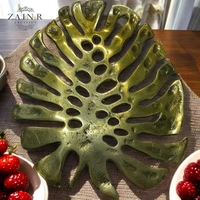Sold By ZAIN R CREATION Tray Leaf - L.9'' H.1'' B.7'', Brass, Aluminium