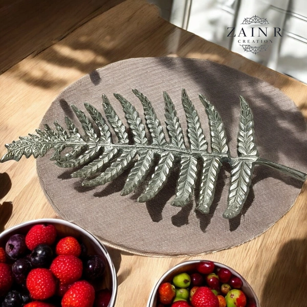Sold By ZAIN R CREATION Leaf Tray - L.15.5'' H.2'' B.7'', Nickel, Aluminium