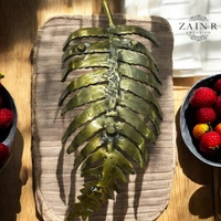 Sold By ZAIN R CREATION Leaf Tray - L.15.5'' H.2'' B.7'', Brass, Aluminium