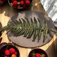 Sold By ZAIN R CREATION Leaf Tray - L.15.5'' H.2'' B.7'', Brass, Aluminium