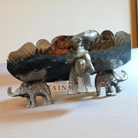 Sold By ZAIN R CREATION Elephant Urli - DIA.8'' H.2.5'', Sliver, Aluminium