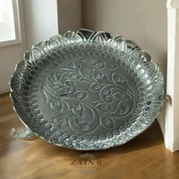 Sold By ZAIN R CREATION Elephant Urli - DIA.8'' H.2.5'', Nickel, Aluminium