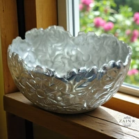 Sold By ZAIN R CREATION Embossed Dry Fruit Bowl - DIA.4'' H.2'' B.2.5'', Silver, Aluminium