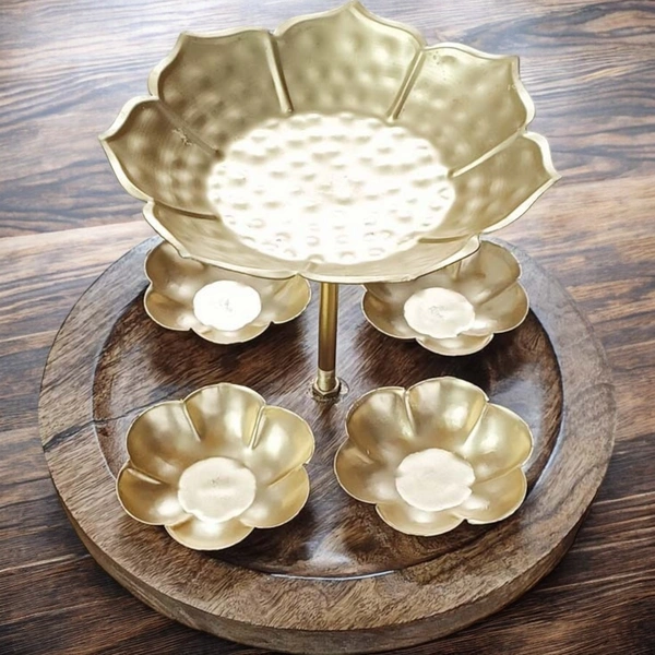 Sold By ZAIN R CREATION Wooden Tray with T.Light Holders