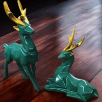 Sold By ZAIN R CREATION Deer Pair Showpiece Decorative Figurine for Home Garden Decor Showpiece Statue Set of 2 Green
