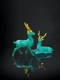 Sold By ZAIN R CREATION Deer Pair Showpiece Decorative Figurine for Home Garden Decor Showpiece Statue Set of 2 Green