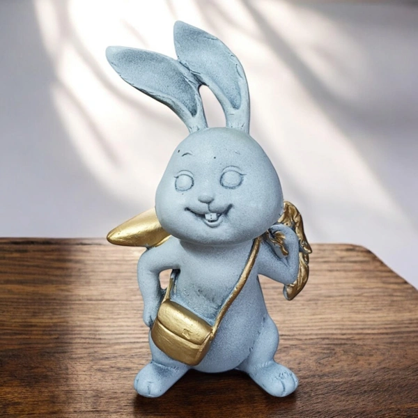 Sold By ZAIN R CREATION Rabbit With Carrot Showpiece for Home Decor - H.7'' L.4'' B.3''