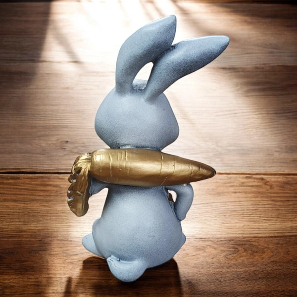 Sold By ZAIN R CREATION Rabbit With Carrot Showpiece for Home Decor - H.7'' L.4'' B.3''