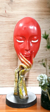 Sold By ZAIN R CREATION Lady Face For Home Decor - H.10.5'' B.4'', Red, Polyresin