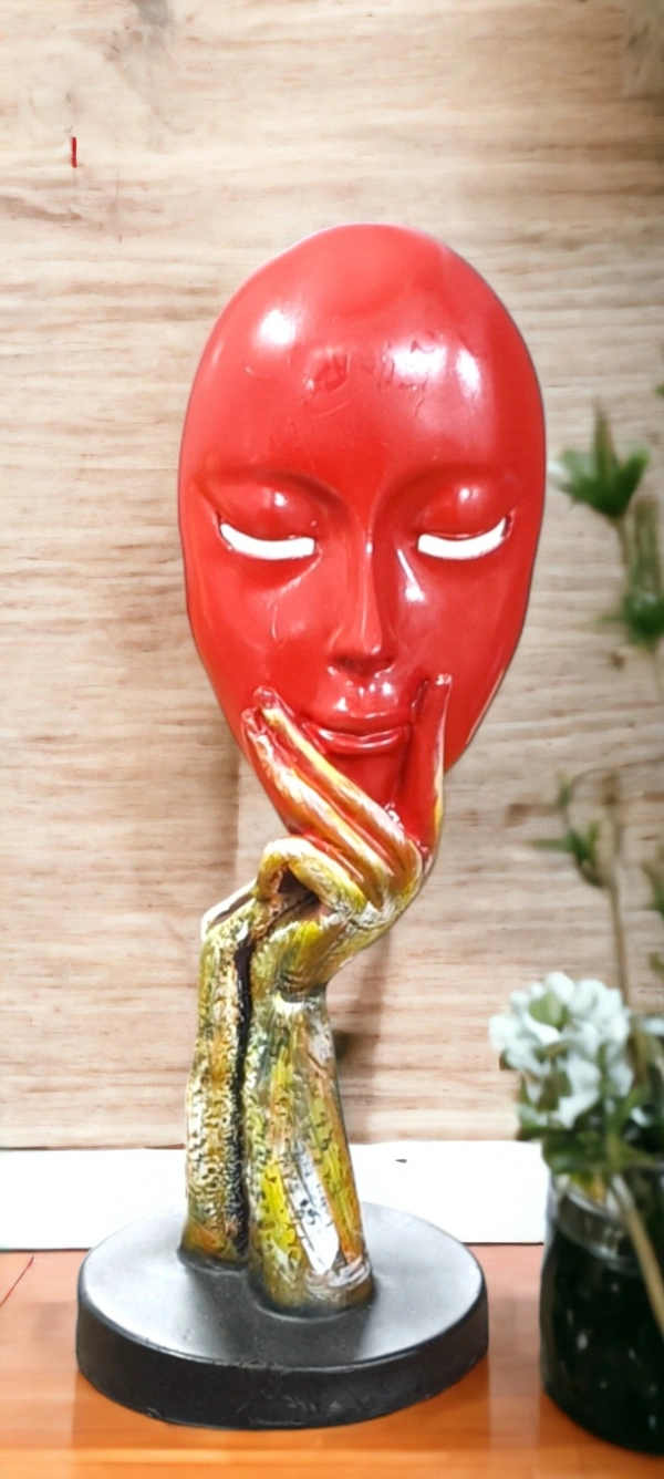 Sold By ZAIN R CREATION Lady Face For Home Decor - H.10.5'' B.4'', Red, Polyresin