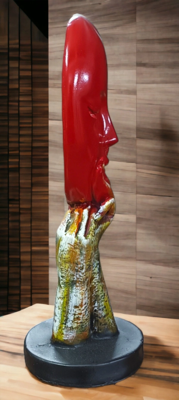 Sold By ZAIN R CREATION Lady Face For Home Decor - H.10.5'' B.4'', Red, Polyresin