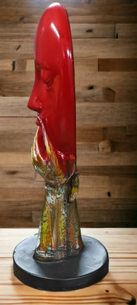 Sold By ZAIN R CREATION Lady Face For Home Decor - H.10.5'' B.4'', Red, Polyresin