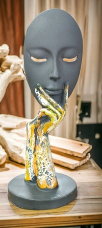 Sold By ZAIN R CREATION Lady Face For Home Decor - H.10.5'' B.4'', Black, Polyresin