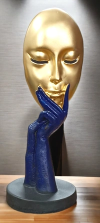Sold By ZAIN R CREATION Lady Face For Home Decor - H.10.5'' B.4'', Gold, Polyresin