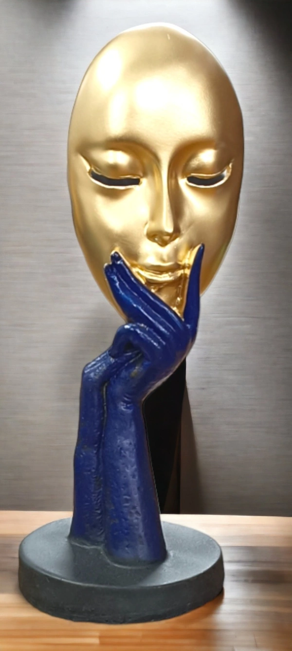 Sold By ZAIN R CREATION Lady Face For Home Decor - H.10.5'' B.4'', Gold, Polyresin