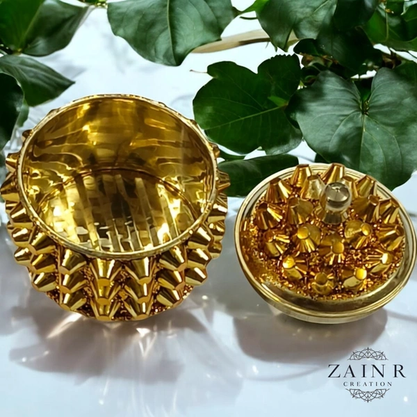 Sold By ZAIN HOME DECOR A Sindoor or Kumkum pot is a traditional container used to store sacred red powder - H.2'' B.2'', Brass
