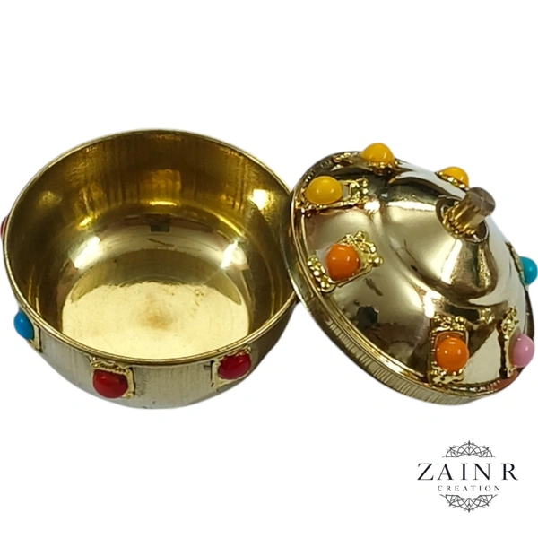 Sold By ZAIN R CREATION A Sindoor or Kumkum pot is a traditional container used to store sacred red powder - H.2'' B.2'', Brass