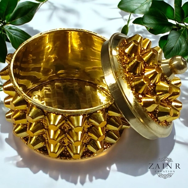 Sold By ZAIN HOME DECOR A Sindoor or Kumkum pot is a traditional container used to store sacred red powder - H.2'' B.2'', Brass