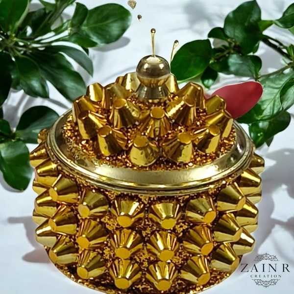 Sold By ZAIN HOME DECOR A Sindoor or Kumkum pot is a traditional container used to store sacred red powder - H.2'' B.2'', Brass