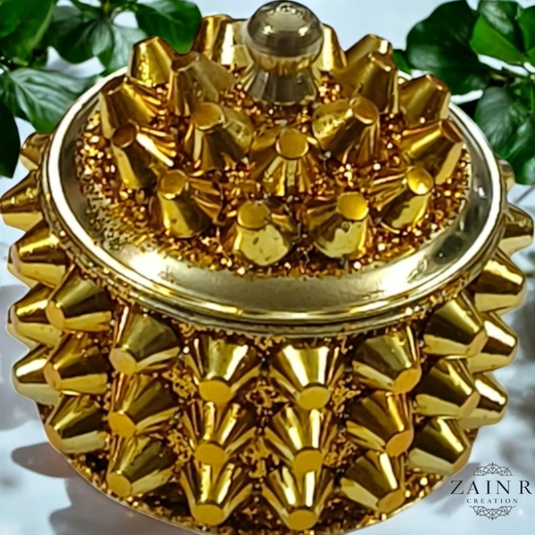 Sold By ZAIN HOME DECOR A Sindoor or Kumkum pot is a traditional container used to store sacred red powder - H.2'' B.2'', Brass