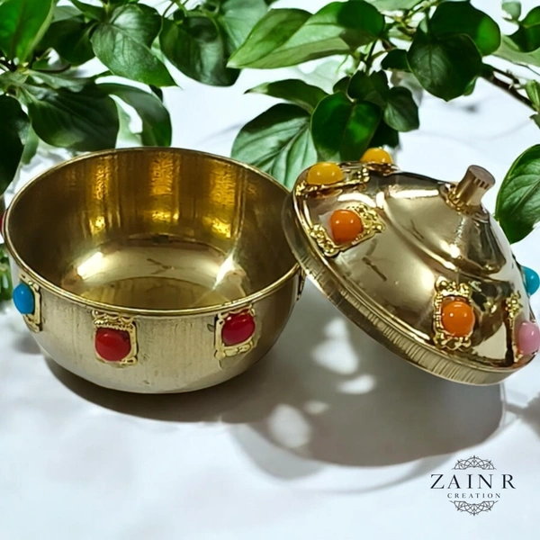 Sold By ZAIN R CREATION A Sindoor or Kumkum pot is a traditional container used to store sacred red powder - H.2'' B.2'', Brass