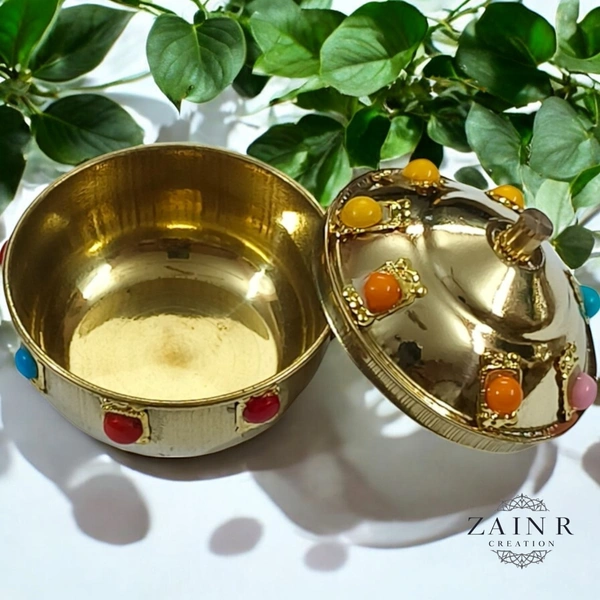 Sold By ZAIN R CREATION A Sindoor or Kumkum pot is a traditional container used to store sacred red powder - H.2'' B.2'', Brass