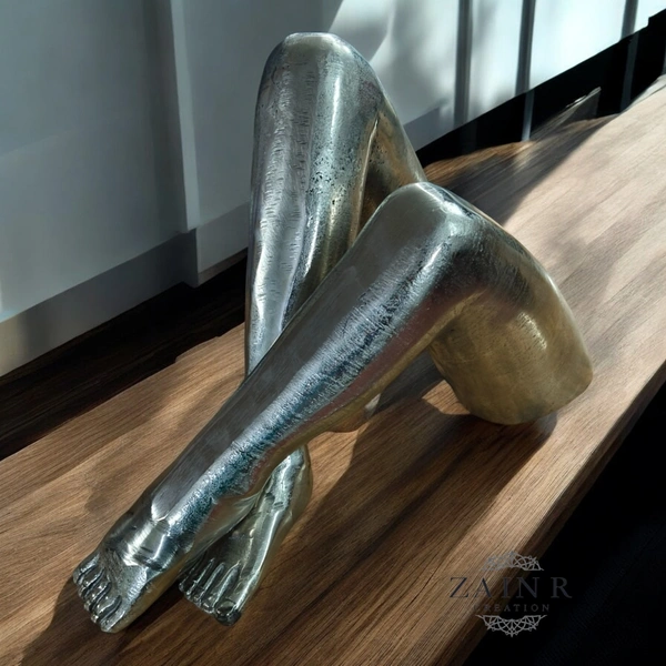 Sold By ZAIN R CREATION Decorative Sculpture of Lady Legs. - L.12.5'' H.8.5'' W.3.5'', 2.500 Kg, Aluminium