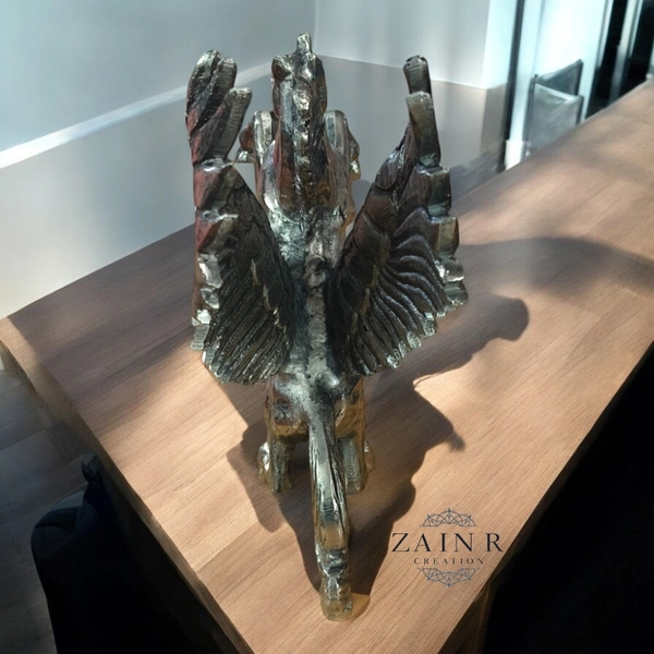 Sold By ZAIN R CREATION Decorative Flying Horse Angel Home Office Showpiece - H.12'' L.10'' W.3'', 1.750 Kg, Aluminium