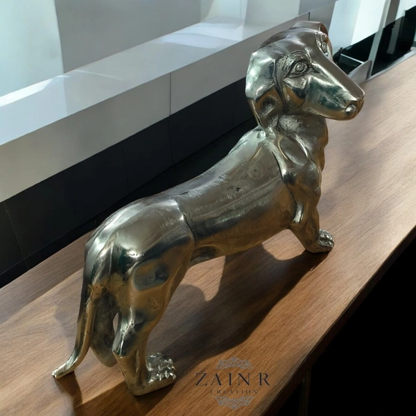Sold By ZAIN R CREATION Decorative Sculptures of Short-Legged Dogs - L.17'' H.11'' W.6'', 3.500 Kg, Aluminium