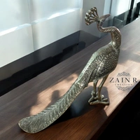 Sold By ZAIN R CREATION Decorative Peacock Sculptures  - L.16'' H.15'' W.4'', 1.600 Kg, Aluminium