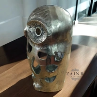 Sold By ZAIN R CREATION Decorative Owl Sculptures  - H.12'' L.7'' W.6'', 2.100 Kg, Aluminium