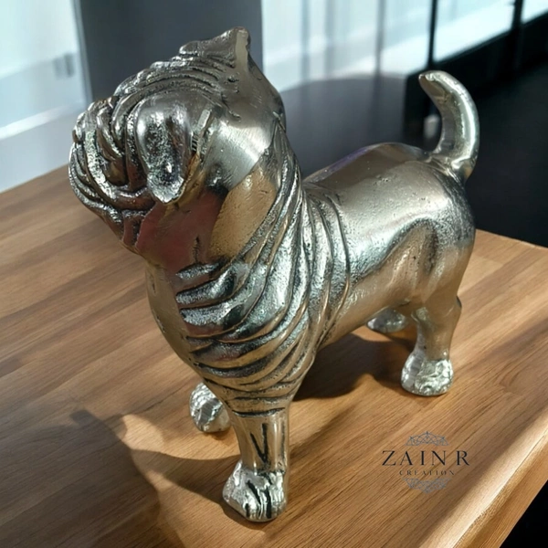 Sold By ZAIN R CREATION Decorative Sculptures of Standing Pug Dogs - L.7.5'' H.7'' W.3'', 1 Kg, Aluminium