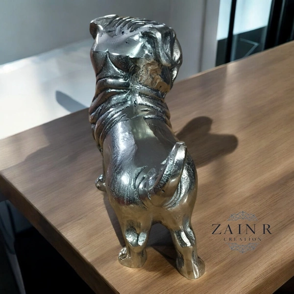 Sold By ZAIN R CREATION Decorative Sculptures of Standing Pug Dogs - L.7.5'' H.7'' W.3'', 1 Kg, Aluminium