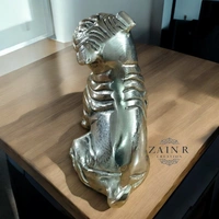 Sold By ZAIN R CREATION  Decorative Sculptures of Sitting Pug Dogs - H.6.5'' L.6.5'' W.4'', 1 Kg, Aluminium