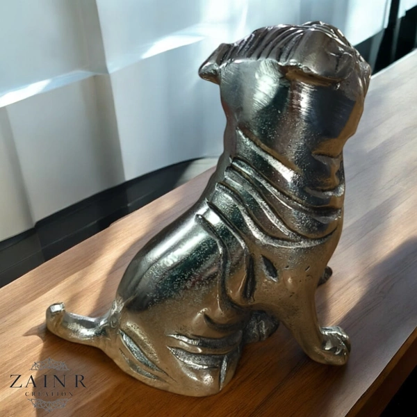 Sold By ZAIN R CREATION  Decorative Sculptures of Sitting Pug Dogs - H.6.5'' L.6.5'' W.4'', 1 Kg, Aluminium