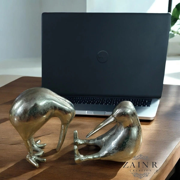 Sold By ZAIN R CREATION Decorative Sculptures of Kiwi Bird Pairs  - H.6'' L.5'' W.2.5'' / H.5'' L.5.5'' W.2.5'', 1.200 kG, Aluminium