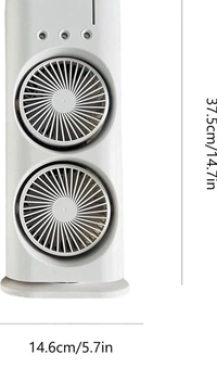 Generic  Double Ended Spray Fan, Cold Air Fan, 2025 New 3 Gears USB Rechargeable Oscillating fan with LED Light Cooler Fan, Push Button& Remote Control,280ml Water Tank, Ice Filling Fan (White)