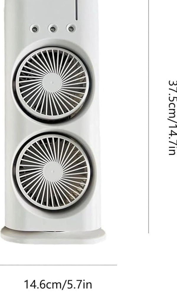 Generic  Double Ended Spray Fan, Cold Air Fan, 2025 New 3 Gears USB Rechargeable Oscillating fan with LED Light Cooler Fan, Push Button& Remote Control,280ml Water Tank, Ice Filling Fan (White)