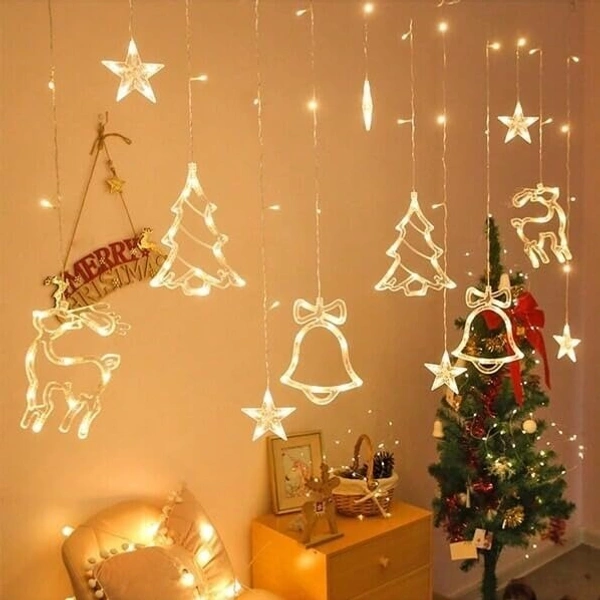 Generic Reindeer Tree Bell Curtain Light