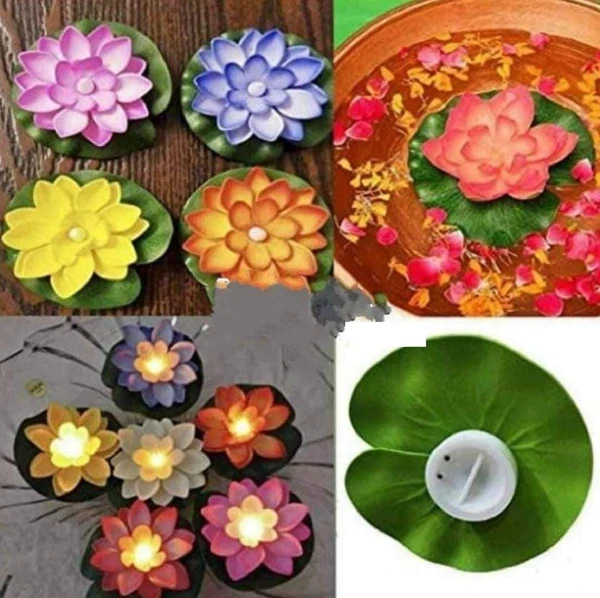 Multicolor Flower Led Floating Lotus Candle 6 Pcs In Box