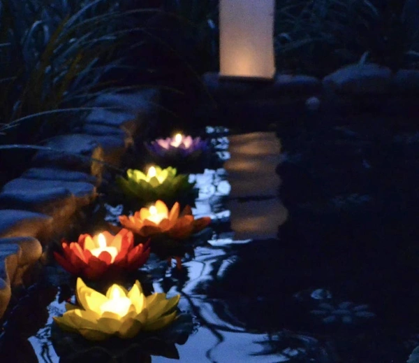 Multicolor Flower Led Floating Lotus Candle 6 Pcs In Box