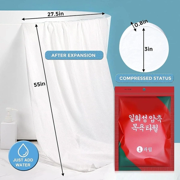 Compressed Bath Towel Tablets, Pure Cotton Portable Disposable Hypoallergenic Dehydrated Expandable Compact Compressed Towels Washcloths for Camping Swimming Traveling Hiking