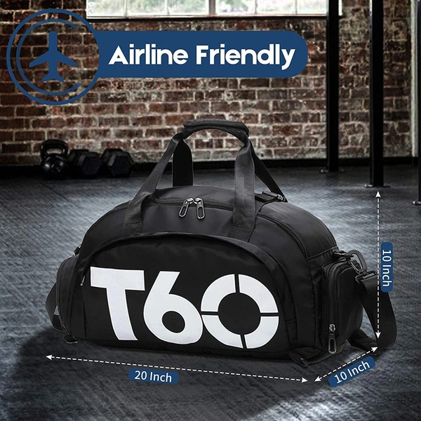 Multi Purpose T60 Travel Duffle Bag Lightweight Waterproof Backpack Carry Luggage Bag with Shoe Compartment
