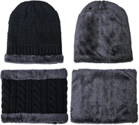 Hat Scarf Set Winter Warm Knit Hat Thick Skull Cap for Men and Women