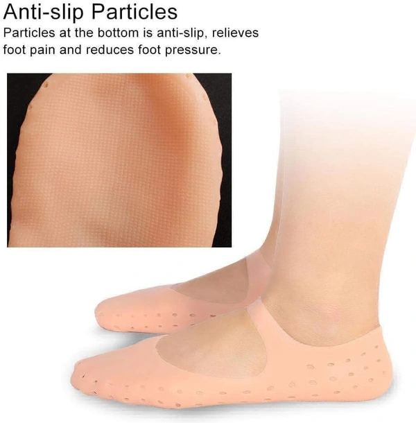 Smiling Foot Silicone Socks, Moisturising Gel Socks Foot Anti-cracking Protector Foot Care Tool Prevention Socks for Dry Feet Ankles Cracked Heel Repair Foot Care Socks for Women Men (FULL HEEEL)